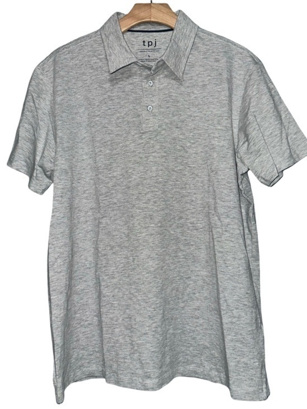 TPJ The Perfect Jean Men's Size L Light Gray Short Sleeve Classic Polo Shirt